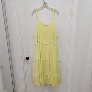 Anthropologie Boho Tiered Midi Yellow Dress Size XL